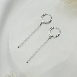 Серьги длинные из Лунного камня