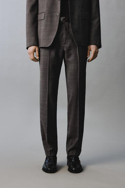 PANTAL?N TRAJE CUADROS 100% LANA / Marr?n - Zara фото 2