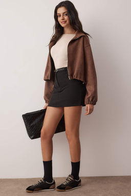 Siyah Kemerli Etek Gorunumlu Mini Sort & Bermuda TWOAW26SR00055 - Trendyolmilla фото 2