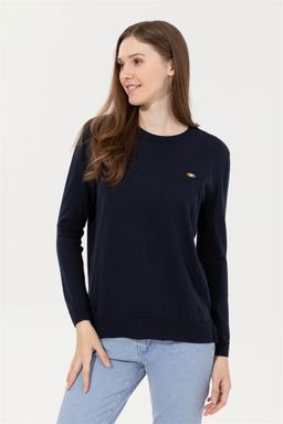 U. S. Polo Assn Женский базовый свитер темно-синего цвета с круглым вырезом - U.s. polo assn фото 3