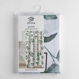 Штора для ванной «Этель» Eucalyptus, 145×180 см, полиэстер