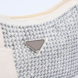 Сумка-багет на молнии, цвет бежевый/серые стразы - Simaland фото 4