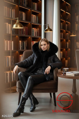 Пуховик с капюшоном натуральный мех