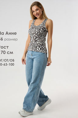 Майка базовая в рубчик леопардовая