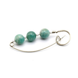 Брошь-булавка от сглаза с амазонитом 60*20мм.