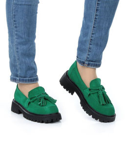 03-5929-3 GREEN Лоферы женские (натуральная замша) - No name фото 2