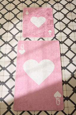 Trendyolmilla Home 2li Kalp Bask?l? Kayd?rmaz Tabanl? Banyo Paspas Seti TPHSS25BPS00012