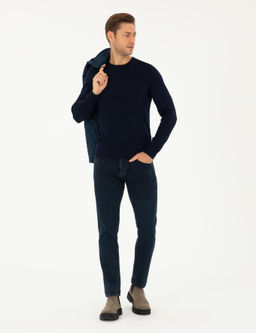 Lacivert Slim Fit Bisiklet Yaka Basic Triko Kazak - Pierre cardin фото 4