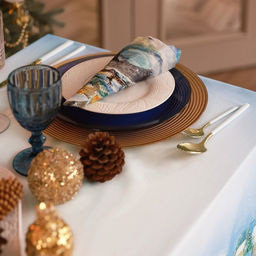 Набор новогодний «Этель. Рождественский вечер»: скатерть 150×180 см, с ВГМО, салфетка 40×40 см - 8 штук