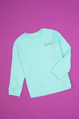 K_z _ocuk Ye_il Bisiklet Yaka Sweatshirt Sepette S_rpriz _ndirim