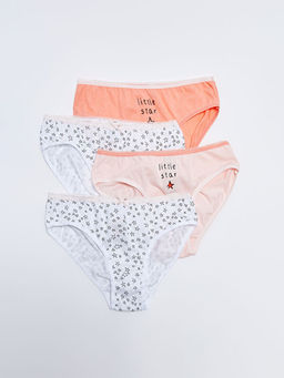 Bask?l? Pamuklu K?z ?ocuk K?lot 4l?