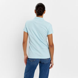 Футболка поло женская MINAKU: Basic line, голубая, размер 44