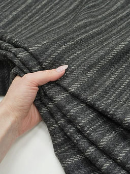 Шерсть пальтово-костюмная Твид Полосы цв.черный, ш.1.5м, шерсть-40%, п/э-60% - Купава фото 16