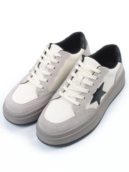 03-YE475-2 BEIGE/GREY Кроссовки женские (натуральная кожа)