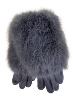 Утепленные женские перчатки с мехом , цвет серый