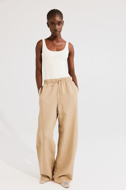 Pantalon sin cierre en mezcla de lino