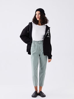 Beli Lastikli Slouchy Fit Kad?n Jean Pantolon