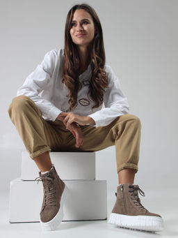 Ботинки 216.212131w. коричневый капучино замша/Шерсть