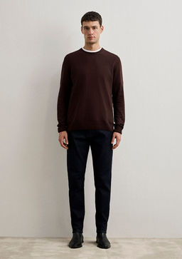 Bisiklet Yaka Kahverengi Kazak - Mavi фото 4