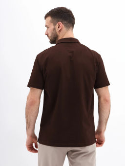 Джемпер мужской с воротником поло короткий рукав GREG G144-KO1246T-SAS5104 (коричневый)  фото 2