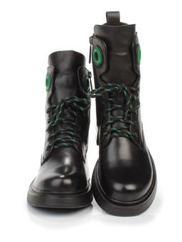 01-P514-4 BLACK/GREEN Ботинки демисезонные женские (натуральная кожа, байка) - Фабричный китай фото 14