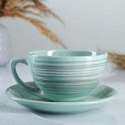 Чайная пара Борисовская керамика «Элегант», 2 предмета: чашка 250 мл, блюдце d=15 см, бирюзовая