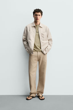 SOBRECAMISA 100% LINO CREMALLERA / Beige claro