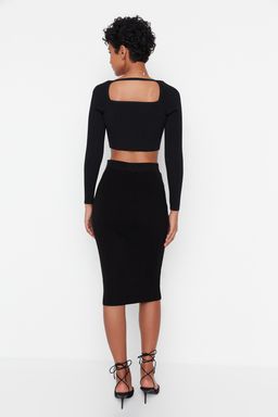 TRENDYOLMILLA Siyah Midi Kalem Triko Etek TWOAW20DU0006  фото 13