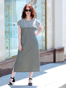 Платье летнее длинное больших размеров со стразами - Almond фото 7