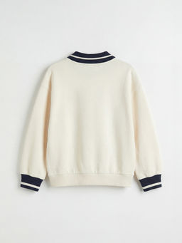 Polo Yaka Bask?l? Erkek ?ocuk Sweatshirt