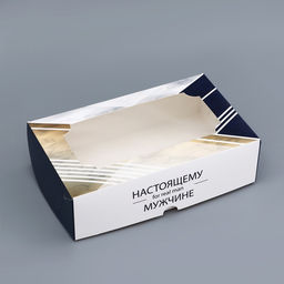 Цена за 5 шт. Коробка подарочная складная с окном, Настоящему мужчине, 25?15?7 см