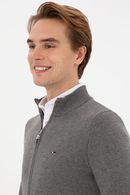 Erkek Slim Fit Gri Melanj Basic Triko H_rka - U.s. polo assn фото 2