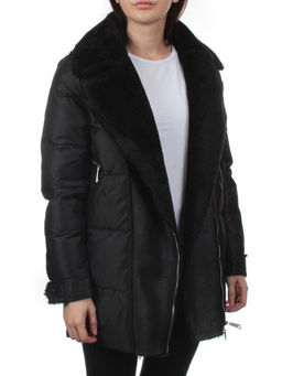 033 BLACK Куртка зимняя облегченная женская (холлоффайбер 150 гр., искусственная дубленка) - Fashion фото 10