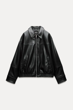 LEATHER EFFECT BOMBER JACKET - Zara фото 4