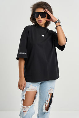 Футболка оверсайз с надписью из хлопка черная