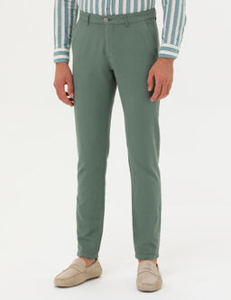 Зеленые брюки узкого кроя из льняной парусины - Cacharel фото 2