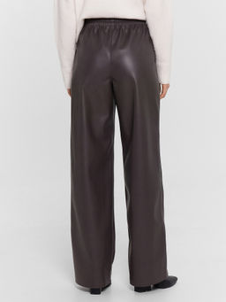 Брюки женские кожаные серые