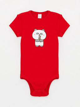 Bisiklet Yaka K?sa Kollu Bask?l? Erkek Bebek ??t??tl? Body