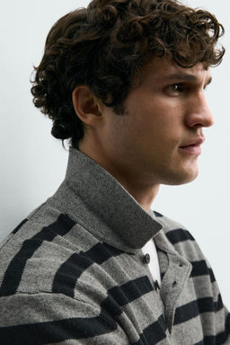 POLO PUNTO ALGOD?N - LINO RAYAS / Gris medio