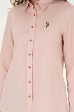 Женская базовая рубашка пудрового цвета с длинным рукавом - U.s. polo assn фото 6