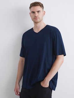 B?y?k Beden V Yaka Penye Erkek Ti??rt