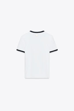 ZARA T-SHIRT WITH TRIM AND BROOCH  фото 13
