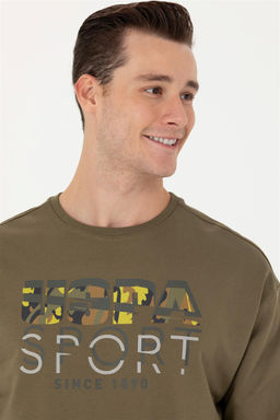 Свитшот мужской U. S. Polo Assn цвета хаки из хлопка - U.s. polo assn фото 10