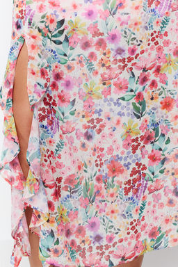 Pembe Cicekli F?rf?rl? Sifon Astarl? Maxi Dokuma Elbise TWOSS24EL00149 - Trendyolmilla фото 6