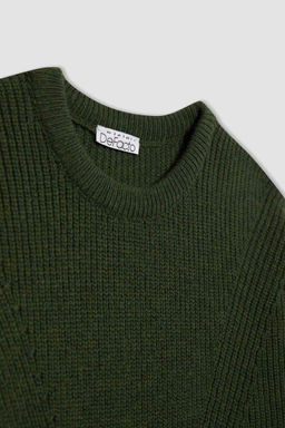 Трикотажный свитер обычного кроя с круглым вырезом - Defacto фото 8