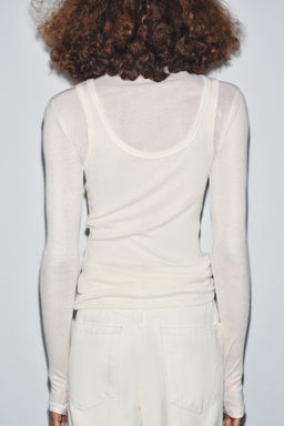 HIGH NECK LAYERED T-SHIRT - Zara фото 3
