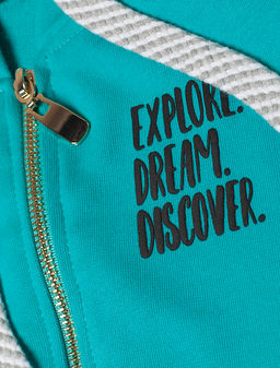 VILATTE / Худи на молнии из премиального футера с золотистой фурнитурой для девочки  фото 2