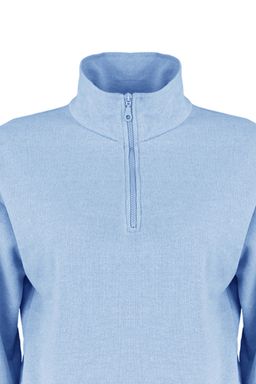 Mavi Selanik/Triko Gorunumlu Fermuarl? Yaka Regular/Normal Kal?p Orme Sweatshirt TWOAW22SW0732