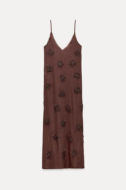 BEADED SLIP DRESS WITH EMBROIDERY - Zara фото 8
