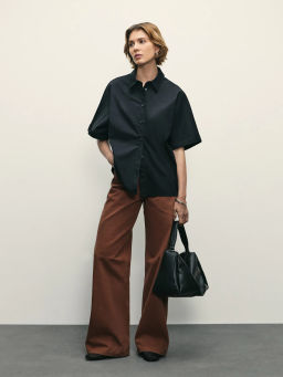 Рубашка из хлопка с коротким рукавом / Zarina  фото 3